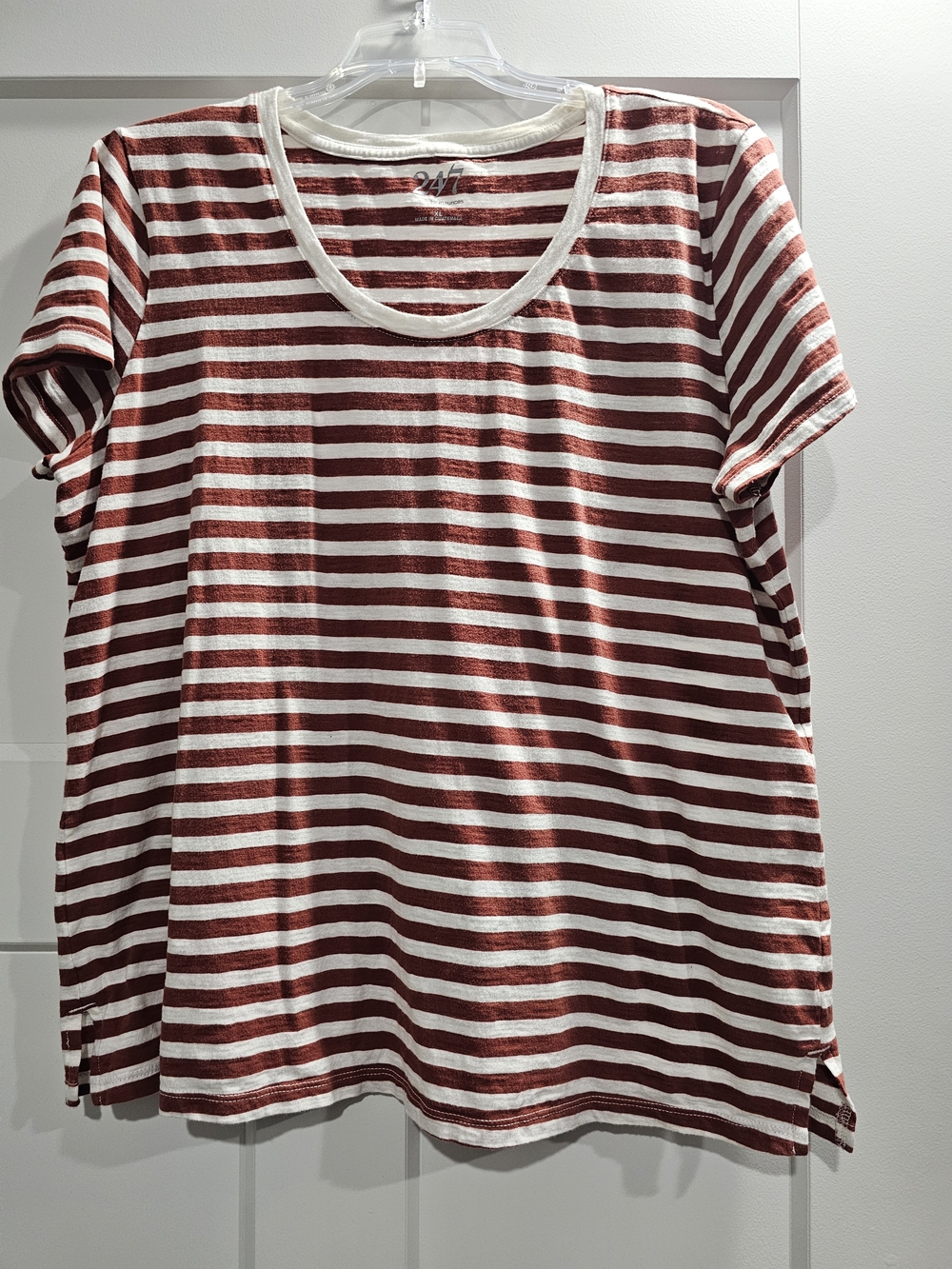 Striped Short Sleeve Tee in Red and White